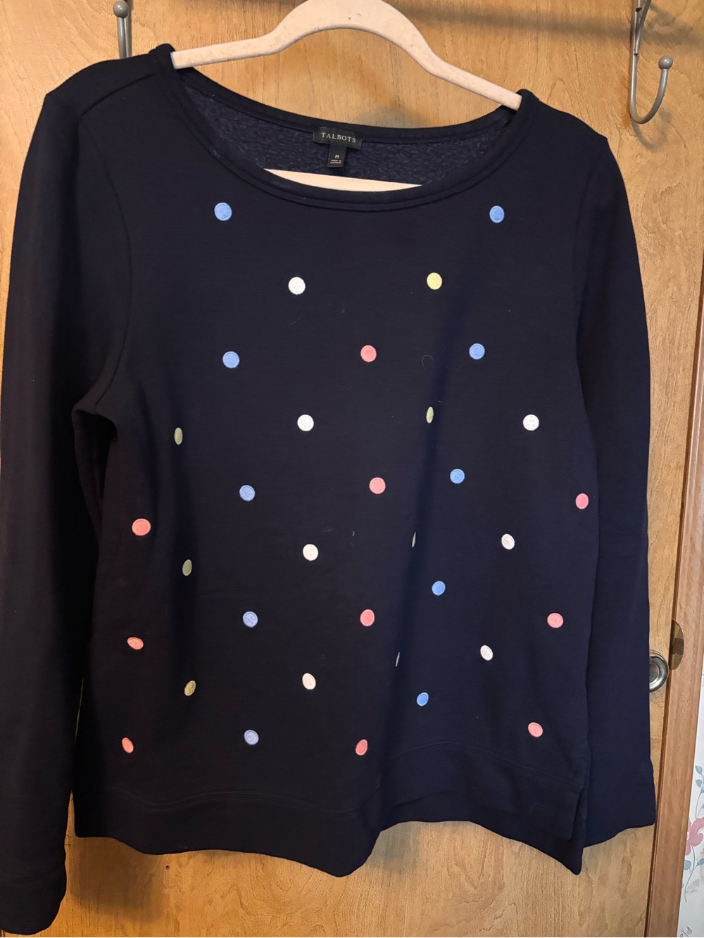 Talbots Navy Polka Dot Sweater with Multicolor Dots